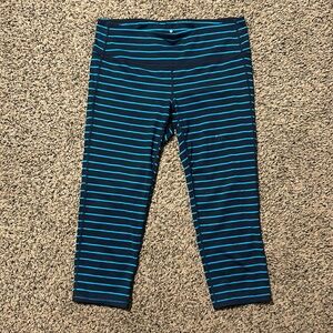 Athleta navy and light blue striped workout capri pants- size medium